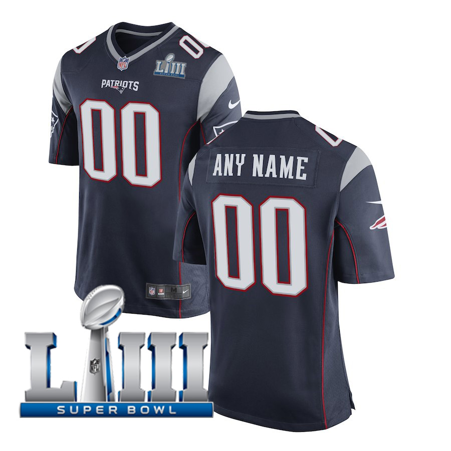 Custom Youth New England Patriots Nike Navy Game 2019 Super Bowl LIII NFL Jersey->women nfl jersey->Women Jersey